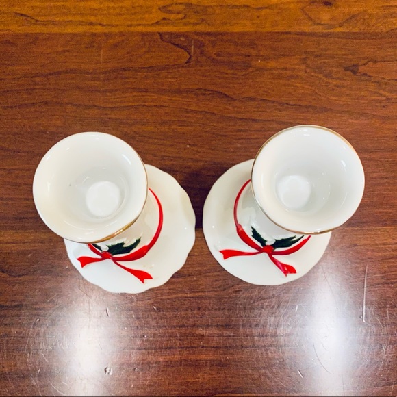 🎄VTG 1980s Christmas Porcelain Candlesticks by Mount Clemens - Picture 3 of 8